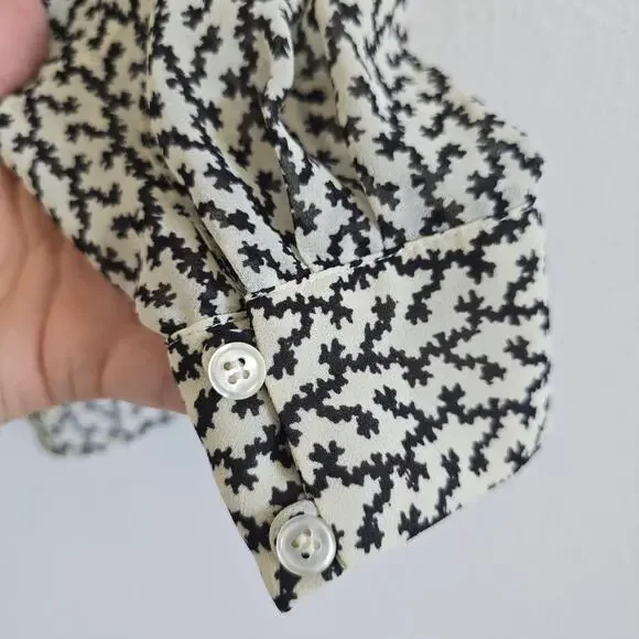 Reiss Lea Desert-trail Button Up Shirt Blouse Size US 10 Pleated Front Work - Picture 5 of 10